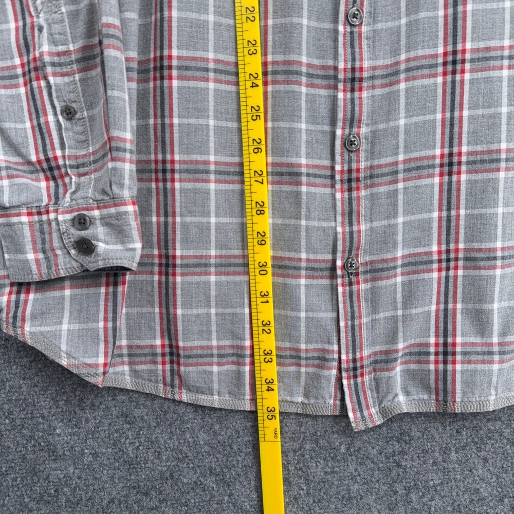 DKNY Jeans Plaid Button Down Shirt Mens 2XLT 100% Cotton Gray Red - Picture 6 of 7